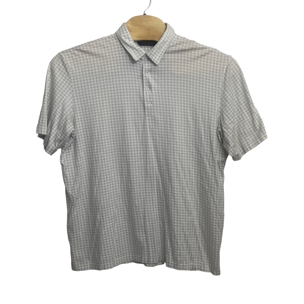 Polo Golf Men's XXL Polo Short Sleeve Taupe White Check‎ 1/4 Button 100% Cotton - Picture 5 of 7